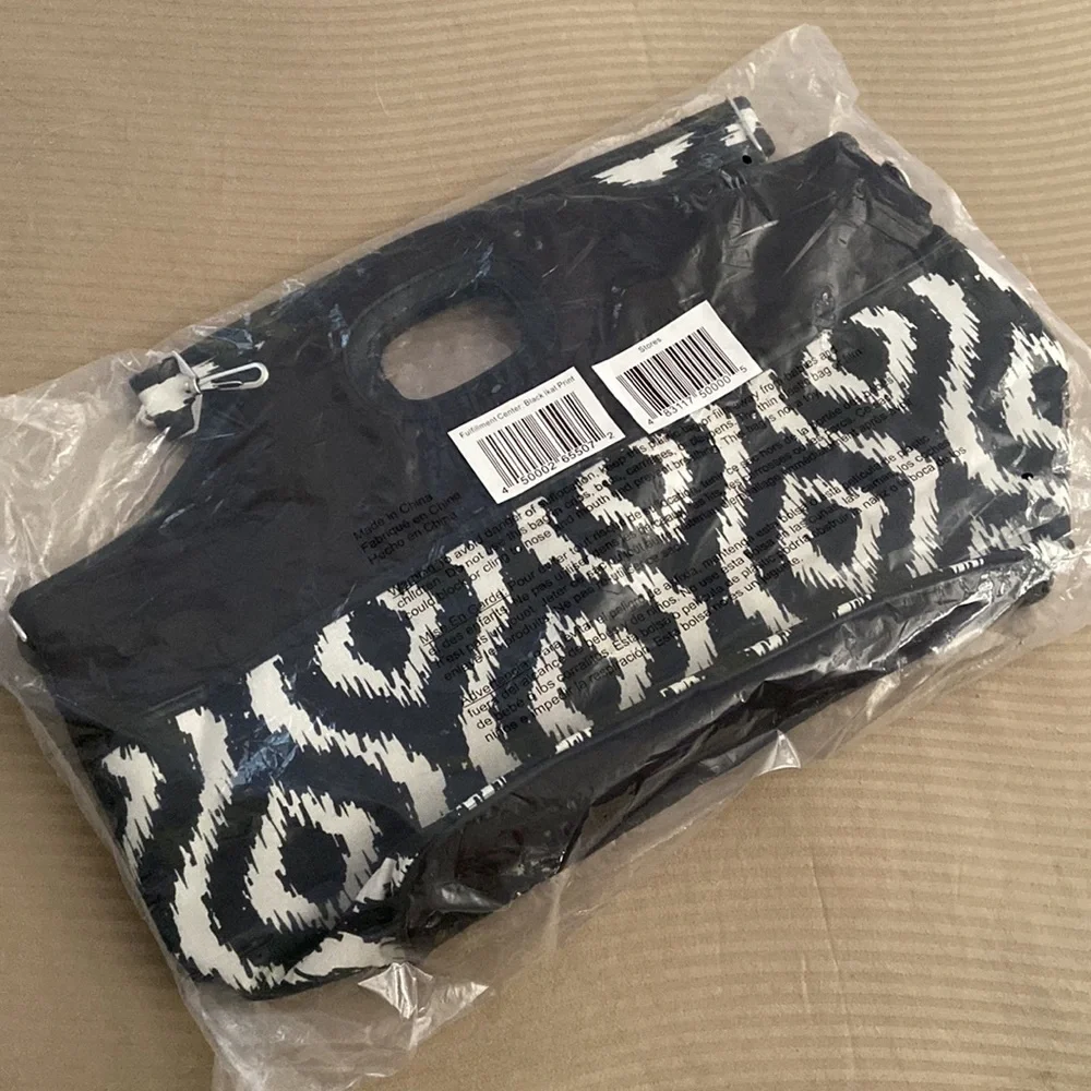 NEW IN BAG Black and White Ikat Print tote overnighter